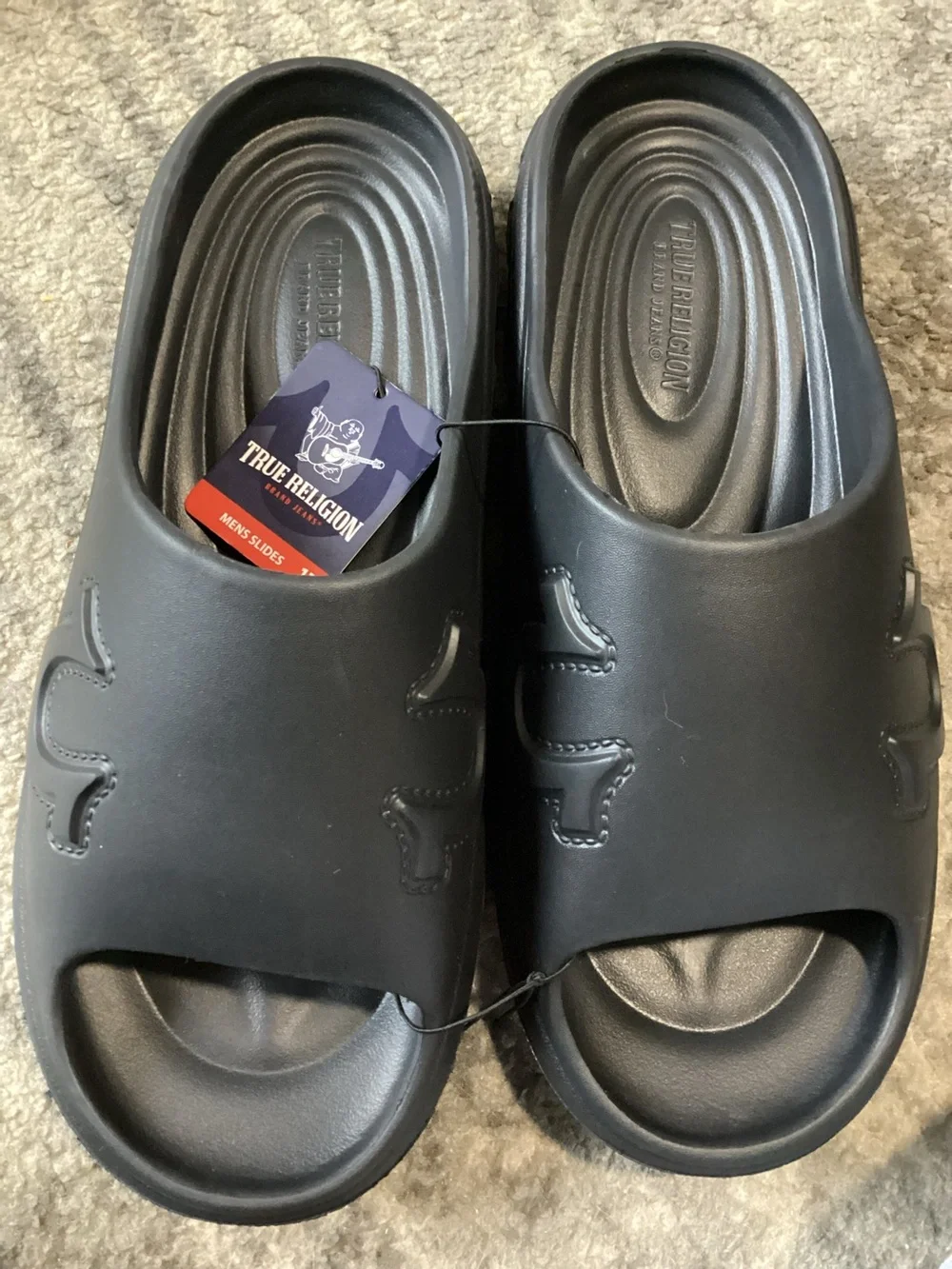 True Religion Men’s Tupac Slides Sandals molded Black Size 13